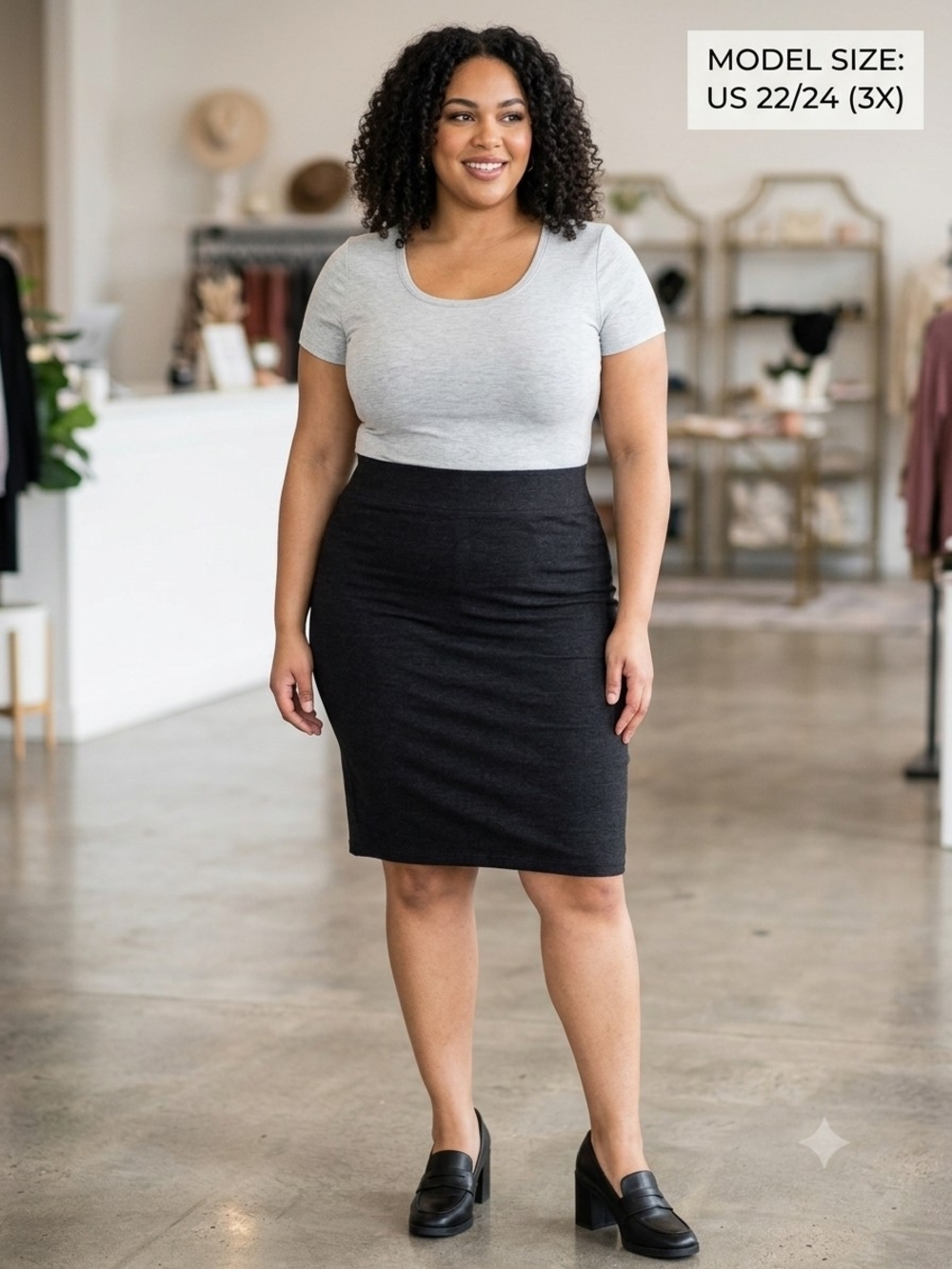 Zenana Black High-Waist Pencil Skirt